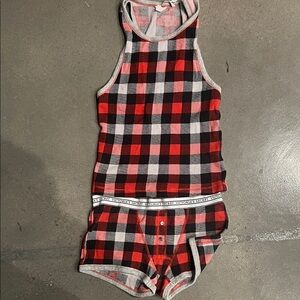 Victoria's Secret Red and Black Plaid Pajama Set